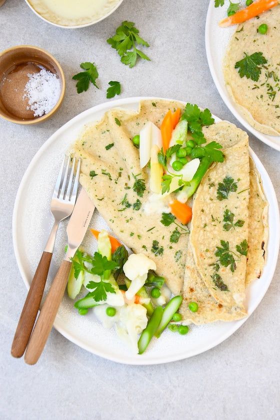 „Gemüse Allerlei“ mit Kräuterpfannkuchen