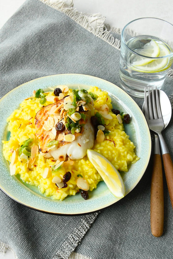 Safran-Risotto mit Kabeljau – glutenfrei & proteinreich