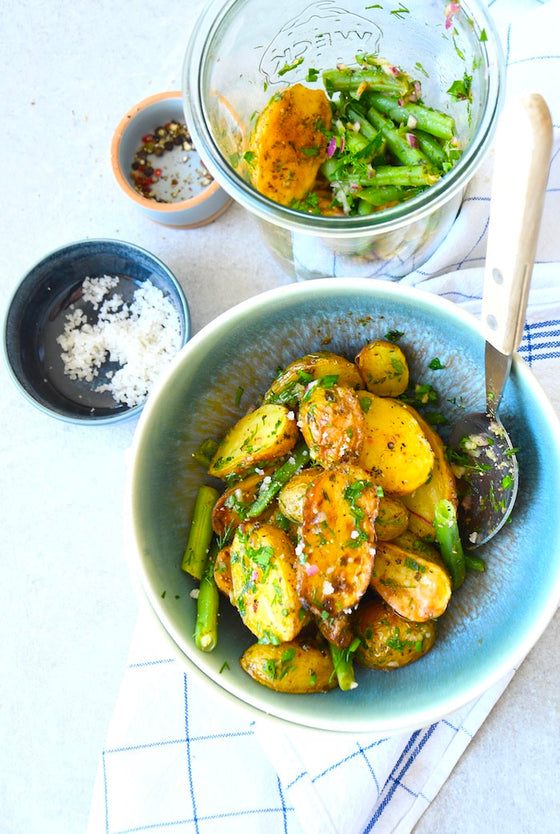 Orientalischer Röstkartoffel-Salat mit grünen Bohnen