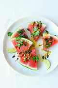 Wassermelonensalat mit Koriander und Pistazien