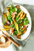 Herbstsalat mit karamellisierten Birnen, Feigen & Pilzen