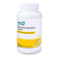 Eine weiße Plastikflasche mit einem Schraubverschluss, die als Nahrungsergänzungsmittel Quercetin-Bromelain Forte von SFI Health gekennzeichnet ist. Die Flasche hat ein gelbes Etikett, das die Unterstützung der Immun- und Atemwegsgesundheit bewirbt. Enthält 100 Kapseln.