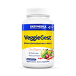 Das Bild zeigt eine weiße Flasche mit einem gelben Etikett. Auf dem Etikett steht 'VeggieGest', ein Produkt von Enzymedica. Darunter steht 'Breaks down veggie-heavy meals'. Auf der unteren Hälfte des Etiketts sind verschiedene Gemüsesorten abgebildet. Die Flasche enthält 60 Kapseln und ist als vegan und koscher gekennzeichnet.