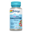 Flasche mit Nahrungsergänzungsmittel 'Solaray CranActin D-Mannose', 1000 mg pro Portion, 60 Vegcaps, unterstützt Harnwegsgesundheit.