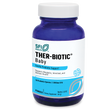 Das Bild zeigt eine blaue Flasche mit weißem Etikett, auf dem "SFI Health THER-BIOTIC Baby" steht. Es handelt sich um ein probiotisches Nahrungsergänzungsmittel für Babys, das 10 probiotische Arten und 5 Milliarden KBE enthält. Die Flasche enthält 66 g Pulver.