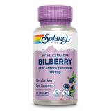 Dose mit Solaray Bilberry Nahrungsergänzungsmittel, 60 mg, 36% Anthocyanoside, vegan, für Zirkulation und Augengesundheit.