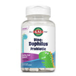 Probiotika-Flasche mit Dinosaurier-Design, KAL Marke, 60 Kautabletten, schwarzkirschgeschmack, "Healthy Gut Support".