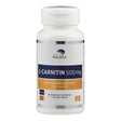 Ein weißes Plastikfläschchen mit der Aufschrift "L-CARNITIN 500 mg" von American Biologics. Es ist ein Nahrungsergänzungsmittel, das als vegan und non-GMO gekennzeichnet ist. Enthält 60 Kapseln mit L-Carnitin-Tartrat.