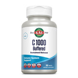 Vitamin C 1000 mg Tablettenflasche von KAL, gepuffert, für Immunsystemunterstützung, 100 Tabletten, vegan, glutenfrei.