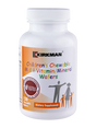 Eine weiße Plastikflasche mit Schraubverschluss, die das Produkt 'Kirkman Children's Chewable Multi-Vitamin/Mineral Wafers' enthält. Auf dem Etikett sind bunte Schriftzüge und Illustrationen von Menschen zu sehen. Ein Siegel mit der Aufschrift 'Ultra Tested' ist ebenfalls sichtbar. Die Flasche enthält 120 kaubare Wafers und ist als Nahrungsergänzungsmittel gekennzeichnet.