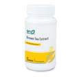 Eine weiße Plastikflasche mit der Aufschrift 'SFI Health Green Tea Extract'. Die Flasche enthält 60 Kapseln und ist als Nahrungsergänzungsmittel für einen gesunden Stoffwechsel gekennzeichnet. Das Etikett ist weiß mit gelben Akzenten.
