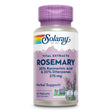 Eine Flasche mit dem Produkt "Solaray Vital Extracts Rosemary". Die Flasche hat ein lila Etikett mit der Aufschrift "20% Rosmarinsäure & 20% Diterpene 275 mg". Es ist ein Nahrungsergänzungsmittel mit 45 VegCaps und ist als nicht-GVO verifiziert.