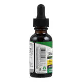 Eine dunkle Glasflasche mit Pipette, teilweise sichtbarem Etikett mit Texten wie 'Black Cohosh', '950mg' und 'Gluten Free'. Die Flasche steht vor einem weißen Hintergrund.