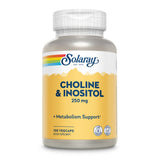Flasche mit Solaray Choline & Inositol 250 mg, 100 VegCaps, Nahrungsergänzungsmittel zur Unterstützung des Stoffwechsels.