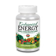 Eine weiße Plastikflasche mit der Aufschrift 'Enhanced Energy Whole Food Multivitamin'. Die Flasche zeigt Bilder von Gemüse und Obst und enthält 90 vegetarische Tabletten. Auf dem Etikett steht '1 Daily' und '35 EcoGanic Foods'.