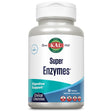 Flasche mit Nahrungsergänzungsmitteln 'Super Enzymes' von KAL, enthält 60 Tabletten für Verdauungsunterstützung.