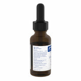 Eine braune Glasflasche mit Pipette, die Vitamin D3 Tropfen enthält. Auf dem Etikett stehen Dosierungsinformationen und Inhaltsstoffe. Die Flasche steht vor einem weißen Hintergrund.