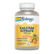 Das Bild zeigt eine Flasche mit dem Nahrungsergänzungsmittel "Solaray Calcium Citrate 1000 mg". Die Flasche ist weiß mit einem gelben Etikett und enthält 60 Kaubonbons. Auf dem Etikett sind Orangen und der Hinweis auf Knochengesundheit abgebildet.