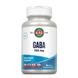 Weiße Flasche mit KAL-Logo, enthält GABA 750 mg, 90 Tabletten, unterstützt Entspannung, vegan, glutenfrei, in PCR-Flasche.