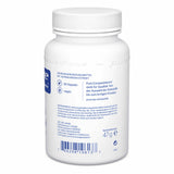 Eine weiße Plastikflasche mit einem Etikett von Pure Encapsulations. Auf dem Etikett steht 'Nahrungsergänzungsmittel mit Ashwagandha-Extrakt'. Die Flasche enthält 60 vegane Kapseln. Weitere Informationen auf dem Etikett betreffen Qualität und Lagerhinweise. Die Flasche hat einen Schraubverschluss und ist für Nahrungsergänzungsmittel typisch gestaltet. Der Hintergrund ist weiß.