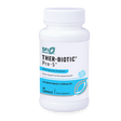 Eine weiße Plastikflasche mit dem Etikett 'SFI Health THER-BIOTIC Pro-5' steht aufrecht. Das Etikett beschreibt es als ein Multispezies-Probiotikum mit täglicher Unterstützung für die Mikrobiom-Gesundheit. Es enthält 5 probiotische Arten mit 25 Milliarden KBE und 60 Kapseln.