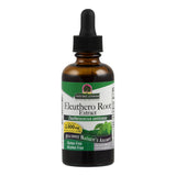Eine braune Glasflasche mit schwarzem Tropfverschluss, auf der ein Etikett mit der Aufschrift 'Nature's Answer Eleuthero Root Extract' zu sehen ist. Das Etikett ist grün und weiß mit einem gelben Kreis, der '2,000 mg' anzeigt. Es wird als glutenfrei und alkoholfrei beschrieben. Die Flasche enthält 60 ml eines pflanzlichen Nahrungsergänzungsmittels.
