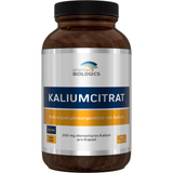 Rückseite einer Nahrungsergänzungsmittel-Verpackung mit Nährstoffangaben und Zutatenliste. Enthält Kaliumcitrat und andere Inhaltsstoffe.