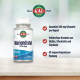 Mariendistel 175 mg Nahrungsergänzungsmittel von KAL. Enthält 140 mg Silymarin pro Kapsel, vollwertiger Komplex, 60 vegane Kapseln.