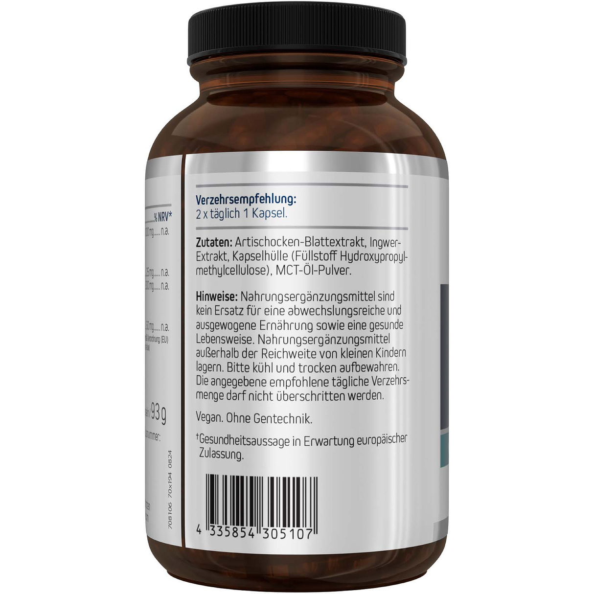 Das Bild zeigt eine weiße Flasche des Nahrungsergänzungsmittels 'Gut-Mobility Optimizer' von American Biologics. Auf dem Etikett steht 'vegan' und 'non-GMO'. Vor der Flasche liegen einige Kapseln.