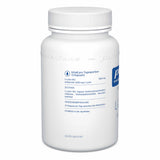 Das Bild zeigt eine weiße Plastikflasche mit einem Etikett. Auf dem Etikett steht "Inhalt pro Tagesportion (3 Kapseln)" und "L-Lysin HCl". Weitere Angaben sind Zutaten und Verzehrempfehlung. Die Flasche ist von "purecaps.net".