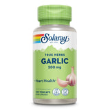 Grüne Flasche mit Knoblauchkapseln von Solaray, 500 mg, 100 Vegcaps, für Herzgesundheit, vegan.