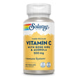 Flasche mit Solaray Vitamin C, 500 mg, mit Hagebutten und Acerola, 100 Vegcaps, Nahrungsergänzungsmittel, zeitverzögerte Freisetzung.