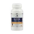 Eine weiße Plastikflasche mit einem Etikett, das "American Biologics Glycin 500 mg" zeigt. Die Flasche enthält 90 Kapseln und ist als Nahrungsergänzungsmittel gekennzeichnet. Das Etikett ist blau und orange gefärbt.