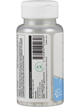 Eine durchsichtige Plastikflasche mit weißem Deckel, Etikett mit Barcode und Text. Der Hersteller ist Nutraceutical Corp., KAL, Park City, Utah, USA. Vertrieben von SuperSmart B.V., NL-5927 Alphen.