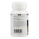 Eine weiße Plastikflasche mit einem Etikett, das Informationen zu einem Nahrungsergänzungsmittel enthält. Auf dem Etikett steht: 'Selen 100 liefert 100 mcg des essentiellen Spurenelements pro Kapsel. Verzehrempfehlung: 1 vegetarische Kapsel täglich zum Essen.' Es gibt auch Hinweise zur Lagerung und Verwendung. Am unteren Rand befindet sich ein Barcode.