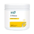 Das Bild zeigt einen weißen Behälter mit einem Schraubverschluss. Auf dem Etikett steht "SFI Health D-Ribose Metabolic Support". Der Behälter enthält 330 g Pulver. Das Etikett ist hauptsächlich in Weiß und Gelb gehalten.