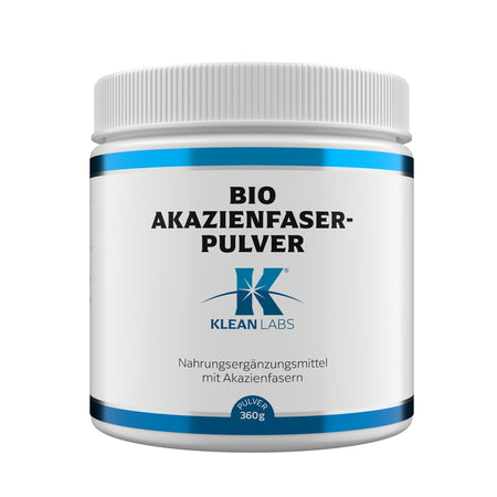 Etikett eines Nahrungsergänzungsmittels mit Verzehrempfehlung: 3x täglich 1 EL in Wasser. Hinweise zu Schwangerschaft, Lagerung und veganem, glutenfreiem Produkt.