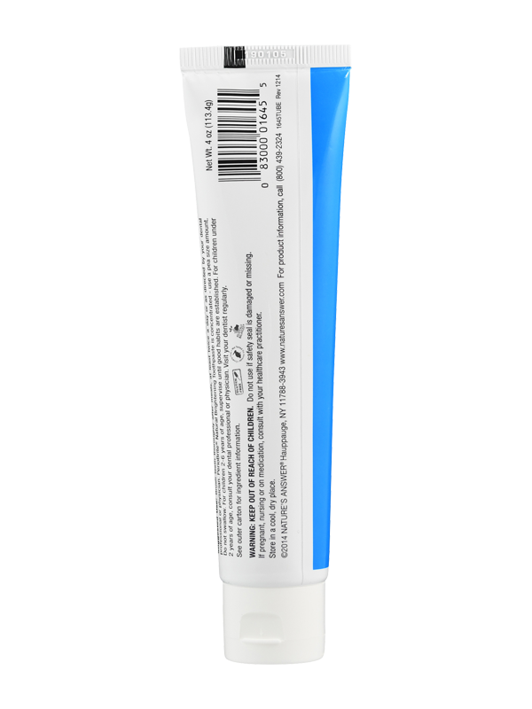 Eine blaue Tube mit weißem Verschluss, die aufrecht steht. Auf der Tube befinden sich Text und ein Barcode. Die Tube hat eine glänzende Oberfläche.