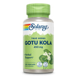 Grüne Flasche Solaray True Herbs Gotu Kola 450 mg, 100 Vegcaps, Nahrungsergänzungsmittel, vegan, lab-geprüft.