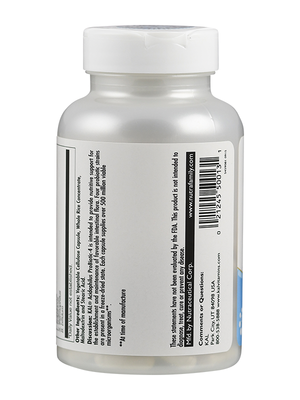 Weiße Plastikflasche mit Etikett, enthält Text und Barcode. Website und Herstellungsinformationen sichtbar.