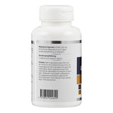 Das Bild zeigt eine weiße Plastikflasche mit einem Etikett, das Informationen über Magnesium Glycinat enthält. Auf dem Etikett steht, dass die empfohlene Tagesdosis 200 mg Magnesium beträgt, verteilt auf 2 Kapseln. Es gibt auch Hinweise zur Einnahme und Lagerung. Ein Barcode ist sichtbar.
