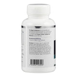Flasche mit Nahrungsergänzungsmittel, Text beschreibt Enzyme zur Unterstützung der Verdauung von Gluten, Kasein, Laktose, Phenolen. Vegan, ohne Gentechnik.