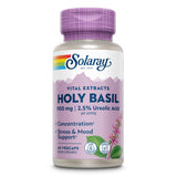 Flasche mit Nahrungsergänzungsmittel "Holy Basil" von Solaray, 900 mg, 60 VegCaps. Unterstützt Konzentration, Stress und Stimmung. Vegan.