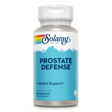 Flasche mit Nahrungsergänzungsmittel "Solaray Prostate Defense" mit pflanzlicher Unterstützung, 90 Kapseln.