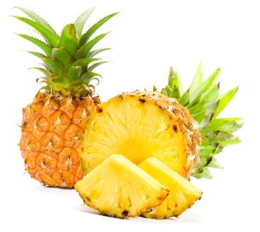 Fresh slice pineapple on white background