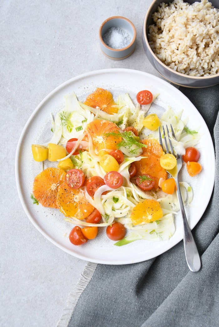 Fenchelsalat mit Tomate und Blutorange