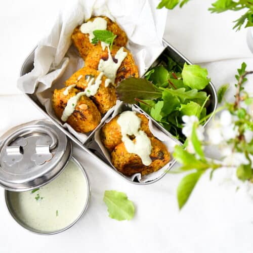 Linsen-Bratlinge mit Minz-Sauce
