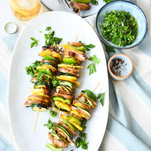 Fruchtige Pilzspieße mit Gemolata