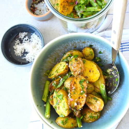 Röstkartoffel-Salat mit Bohnen